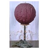 Art Nouveau Red Glass Table Lamp