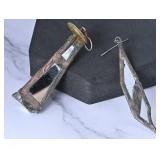 Artisan Stained Glass & Mirror Earrings