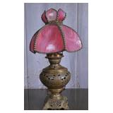 Vintage Pink Slag Glass Table Lamp