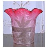 Victorian Cased Glass Vase, Pink
