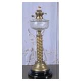 Victorian Brass & Glass Oil Lamp