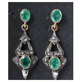 Victorian Emerald and Diamond Earrings