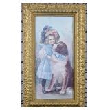 Victorian Girl and Saint Bernard Print
