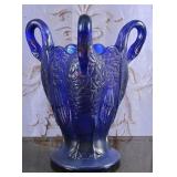 Imperial Glass Iridescent Blue Swan Vase