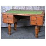 Vintage Pedestal Desk with Green Inlay