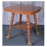 Oak Side Table with Claw and Ball Feet