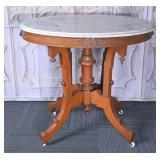 Victorian Walnut Marble Top Center Table