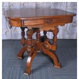 Victorian Walnut Pedestal Center Table