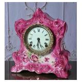 Antique Victorian Pink Porcelain Clock