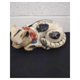 Vintage 9.5 in chalkware sleeping cat figurine