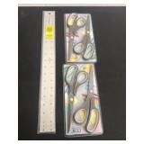 2 packs of scissors and ruler