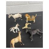 Group of horses and dogs