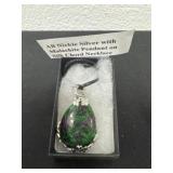 All nickle silver with malachite pendant on silk