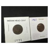 1901 us Indian  head Pennieï¿½s
