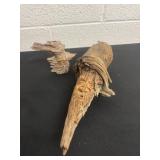 2 natural carving of a old mans face  in wood