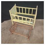 Vintage metal doll bed. Doll bed rocker