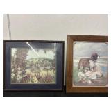 Floral Scenery Artwork Signed, and Vintage Girl