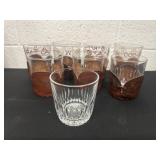 8 glass cups with leather cup holder