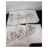 Set of vintage embroidery daily kitty tea towels