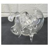 vintage, hand-blown clear glass pig figurine,