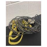 Tow hook and cable with outlet box