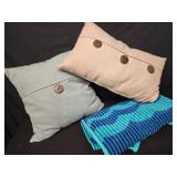 Beach towel, and throw couch pillows