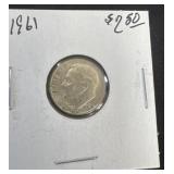 1961  silver dime