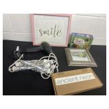 Smile picture Icicle lights mirror and blow dryer