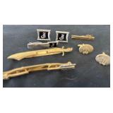 Tie clips and cuff links