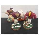 5 college team bank and snowGlobe and figurines