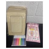 Wood picture frames with markers and gems