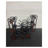 2 metal wine bottle holders