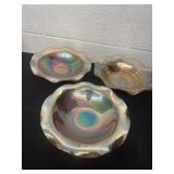 1950s Jeannette carnival glass with floral patter