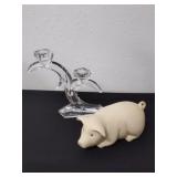 Vintage Crystal double arm candlestick and a