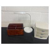 Light, organizer and drawers