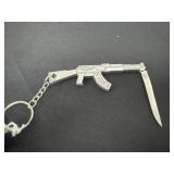Military rifle knife key chain