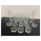 Group of glass cups and wine glasses