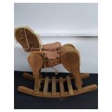 17x18-in wooden rocking horse with leather saddle