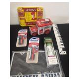 Group of tins car fresheners and plate cover