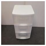 Three drawer white tote on wheels