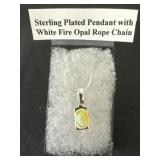 Sterling Plated Pendant with White Fire Opal Rope