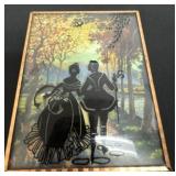 4ï¿½x5ï¿½ vintage silhouette reverse painting on