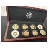 Bradford exchange coins in wood display box