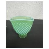 4ï¿½ 1940s Fenton Green Opalescent Hobnail Glass