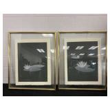 2 Large Signed Prints Lotus 35.5x29.6