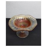 Vintage Marigold carnival Glass pedestal bowl