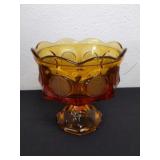 Vintage Fostoria coin glass Amber footed compote