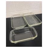 3 pyrex casserole dishes