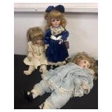 3 porcelain dolls