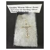 Quality Warm Silver Jesus On Cross on Sterling